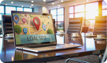 Laptop displaying local SEO strategies